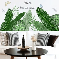 plant green leaf butterfly creative wall sticker study living room bedroom background wall decorative wall decal