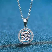 dropshipping 1 carat moissanite necklace dimond pendant necklaces 925 sterling silver wedding jewelry