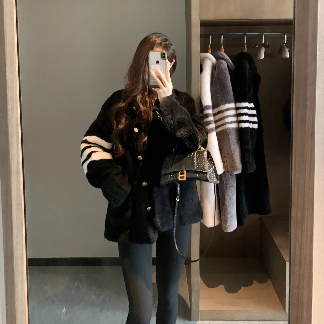 Женское шерстяное пальто средней длины из овечьей шерсти бархатное меховое