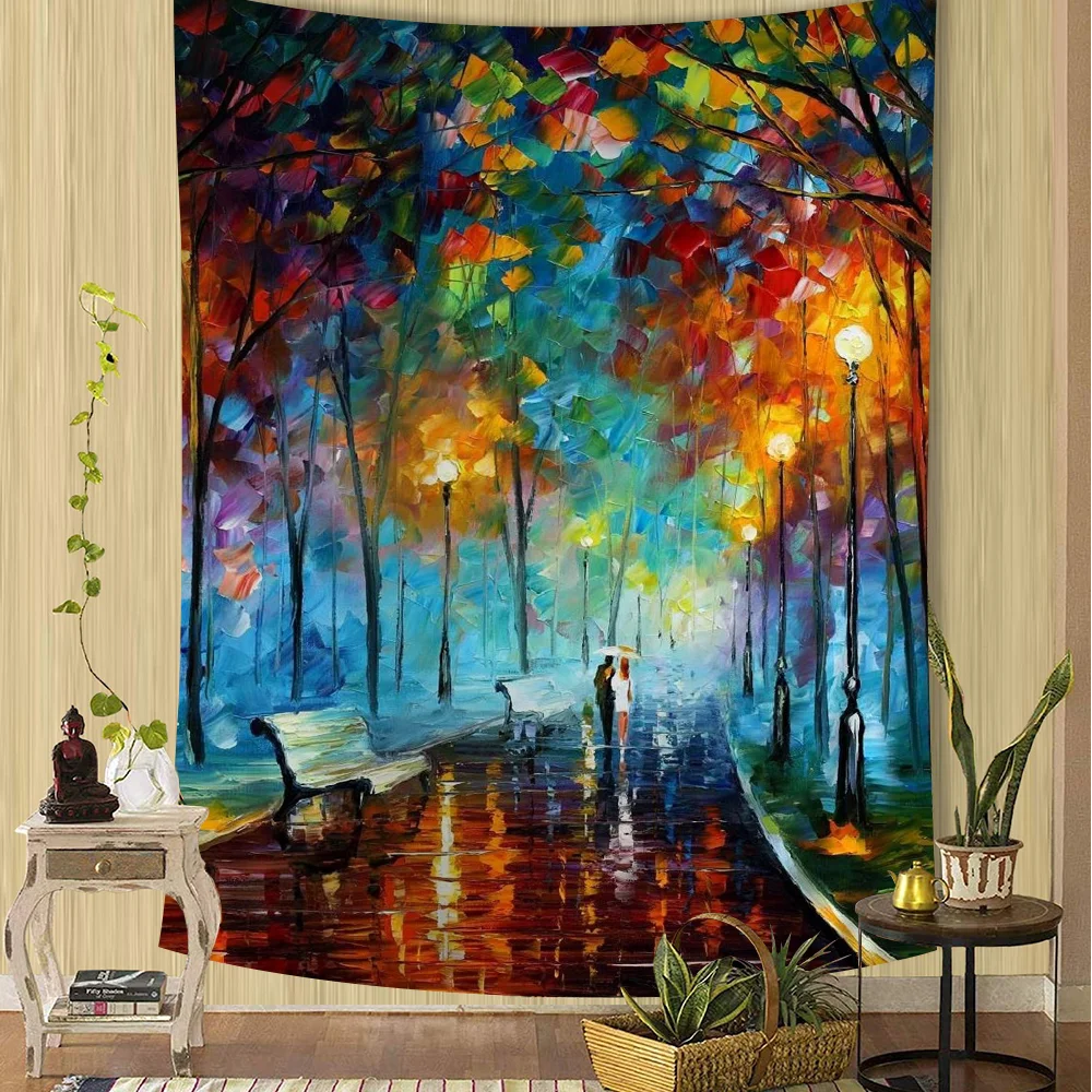 L-leonid Afremov масла мультфильм гобелен хиппи цветок настенные ковры Декор в