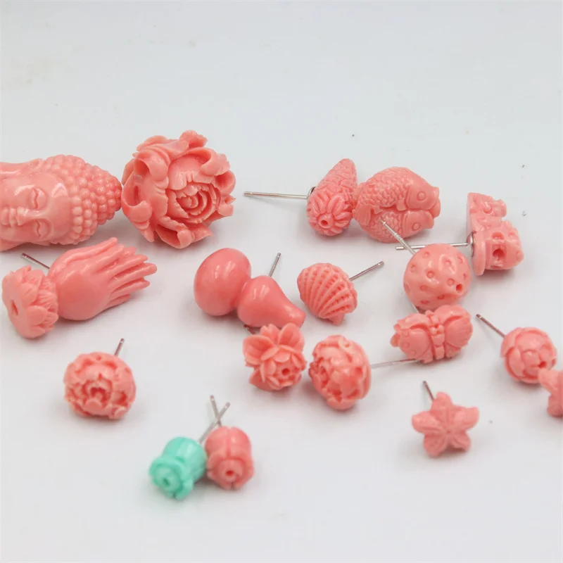 

Lefei Fashion Trendy ClassicResin Coral Pink Color Flower Budda Gourd Fish Hand Shell Butterfly Earrings For Women Charm Jewelry