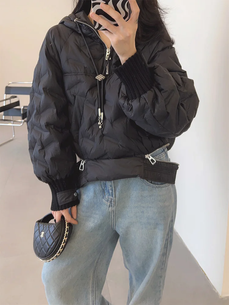 Куртка женская короткая зимняя на утином пуху Модный повседневный пуховик с