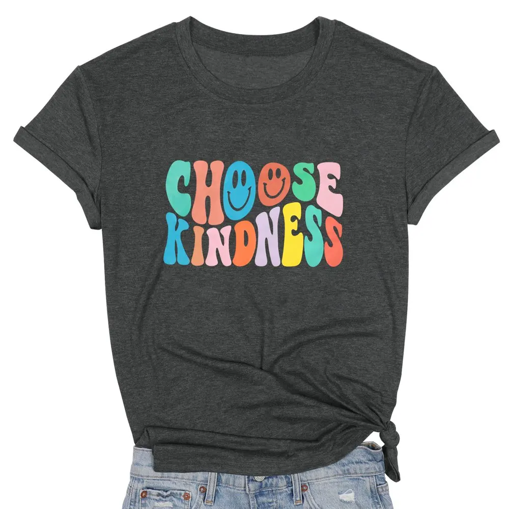 

Kind Shirt Women Kindness T Shirt Inspirational Teacher Shirts Cute Graphic Blessed Shirt Short Sleeve Tee Tops fast shipping