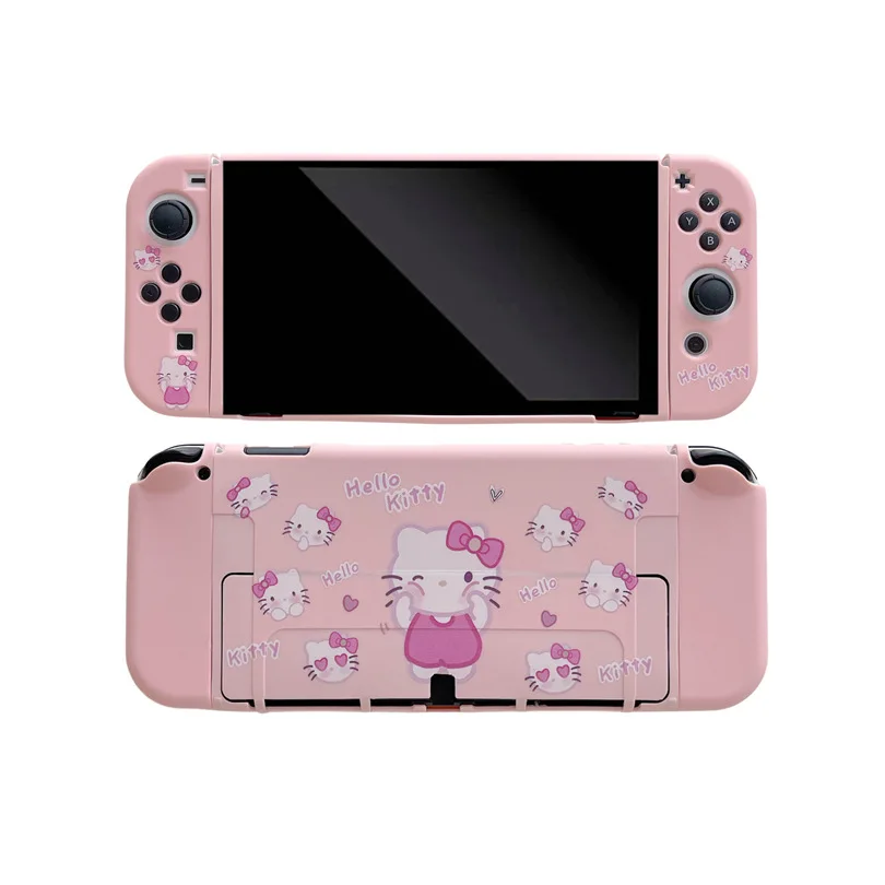 

Kawaii Hello Kitty Kuromi My Melody Switch разделенный игровой Oled чехол защитный рукав Мягкий силиконовый чехол подарок для детей