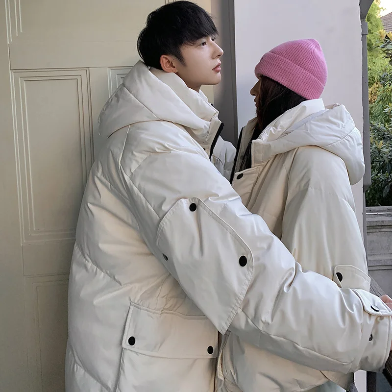 Winter Jacket Men Warm Fashion Oversized Thicke Down Jacket Men Streetwear Korean Loose Hooded Long Coat Mens Parker Overcoat