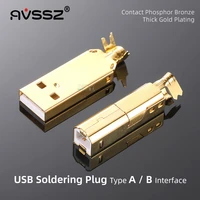 avssz fever usb 2 0 type a b port jack welding plug flat square interface phosphor bronze thick gold plated contact solder plug