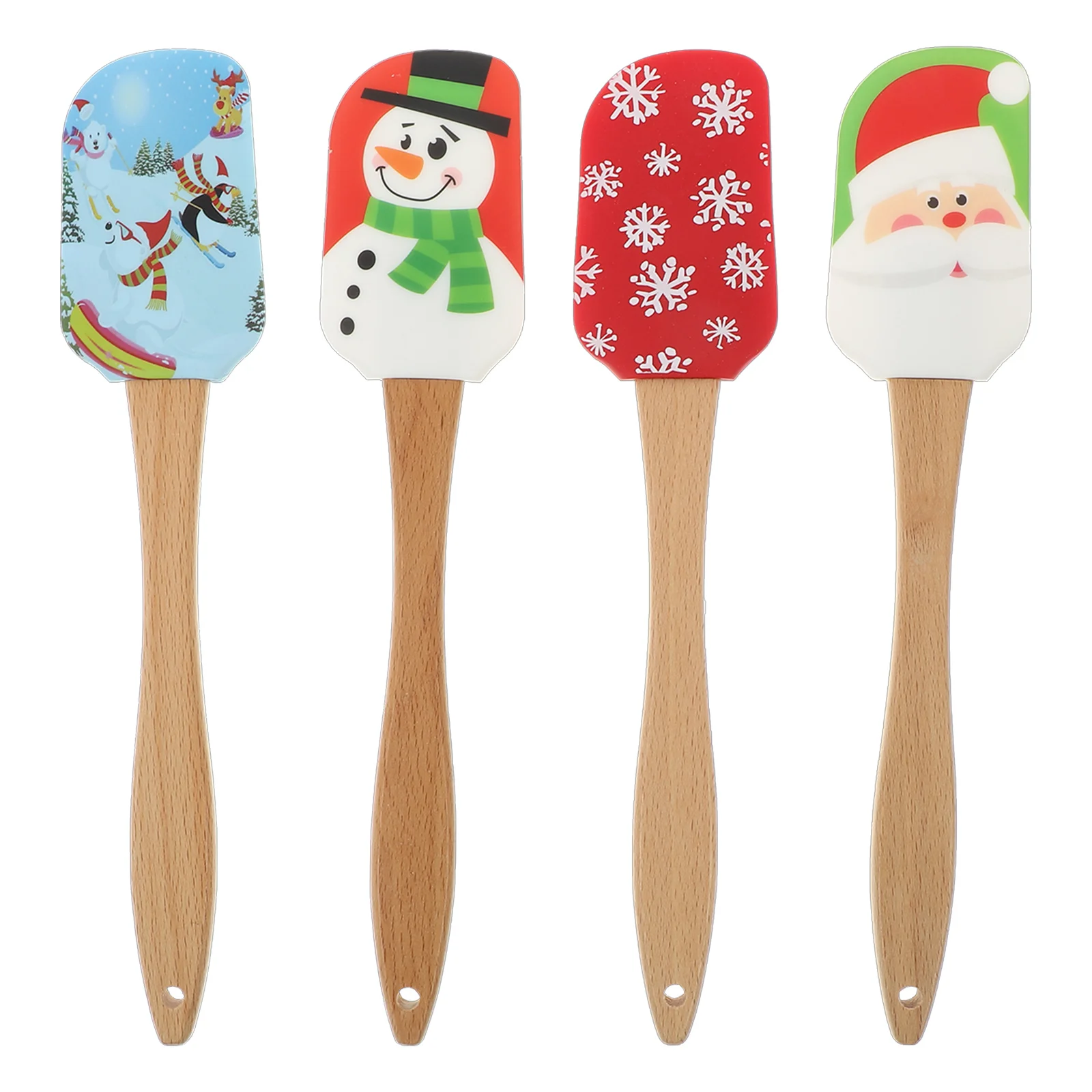 

Spatula Christmas Scraper Silicone Baking Spatulas Butter Setcream Cake Kitchen Handle Wooden Pastry Mixing Batter Cookingsanta
