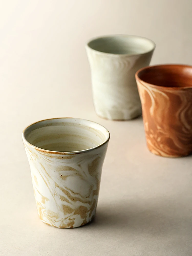 

Керамические кружки ручной работы, простые чашки для молока и чая в японском стиле, ретро керамика 200 мл, посуда для напитков высокого качества