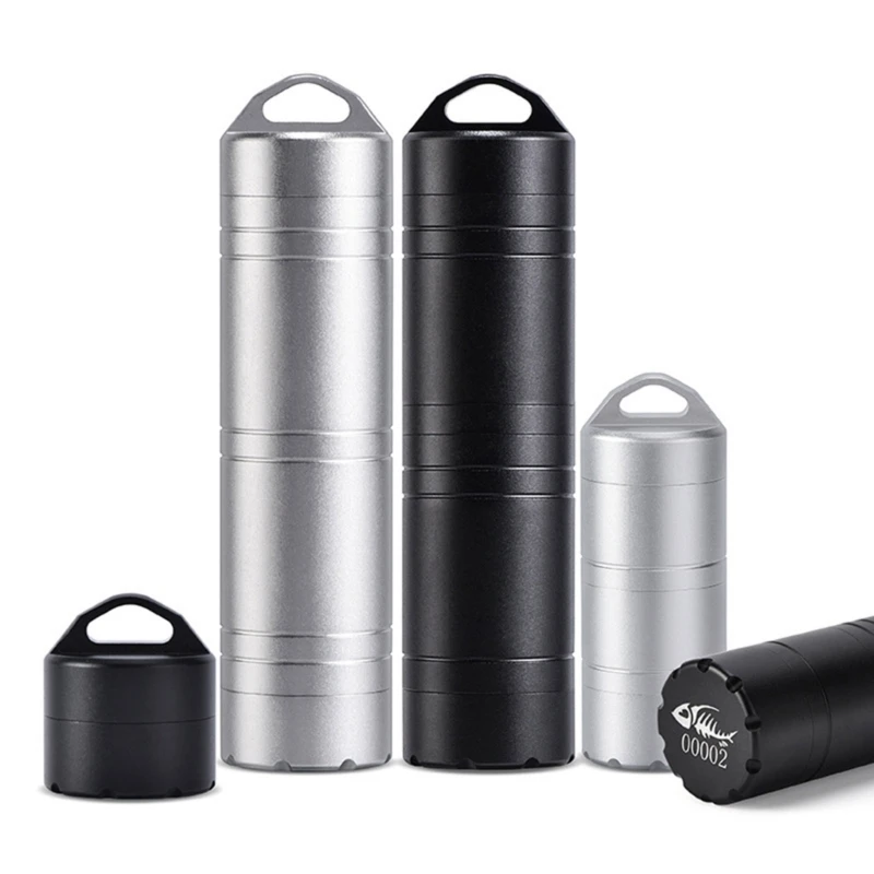

Mini Aluminum Alloy Sealed Bottle Container Boxes Waterproof Capsule Pocket Outdoors Camp Sealed Dropshipping