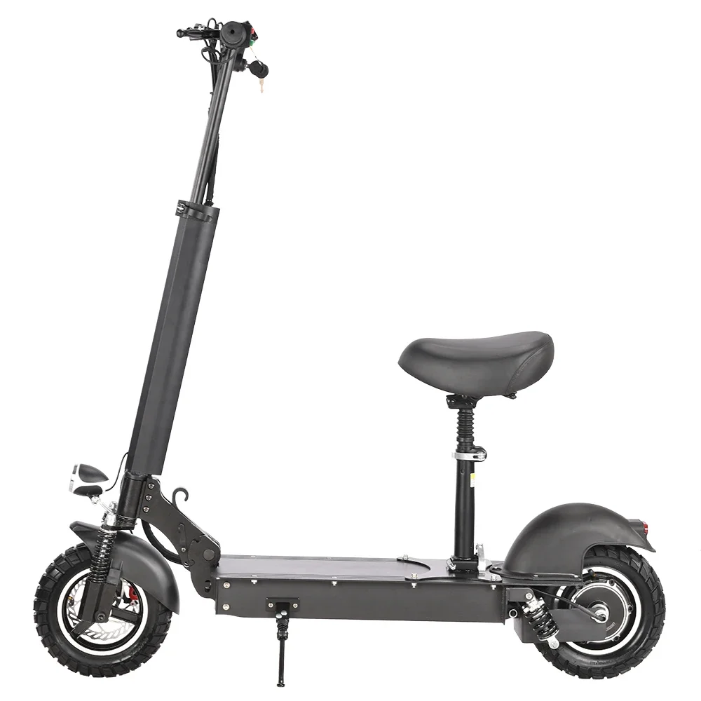 Электрический самокат для взрослых 10-дюймовый с большими колесами и сиденьем 48 В