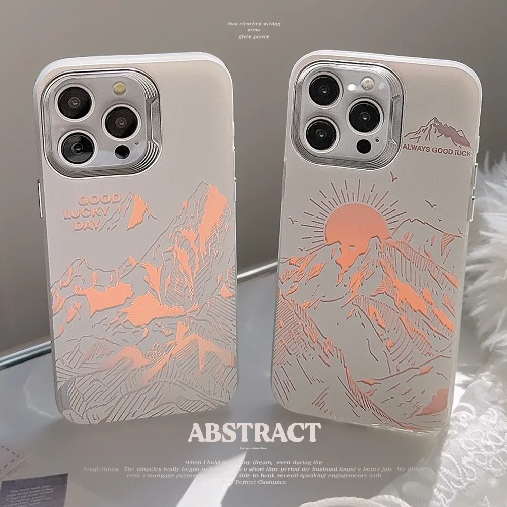 Чехол для телефона Снежная гора с лазерным покрытием iPhone 16 15 14 13 12 Pro Max Plus милый