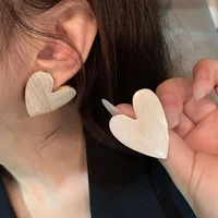 white color big heart stud earrings for women girl korean love drop glaze aesthetic daily life minimalist ear piercing jewelry