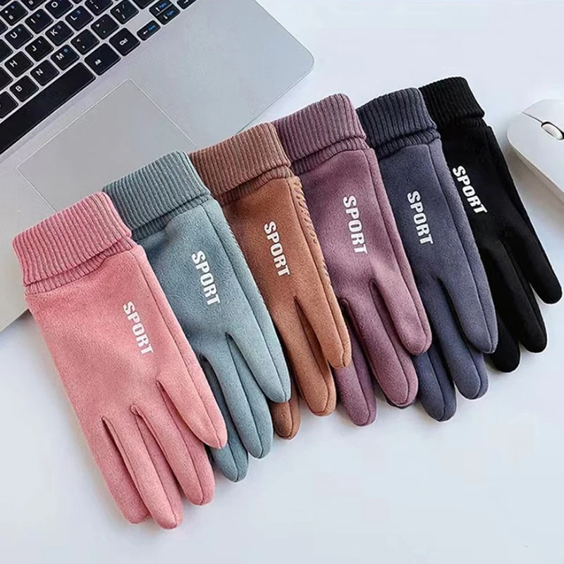 

1Pair Windproof Touchscreen Gloves Warm Fleece Driving Riding Non-Slip Wearable Full Finger Snowboard Gloves For Women