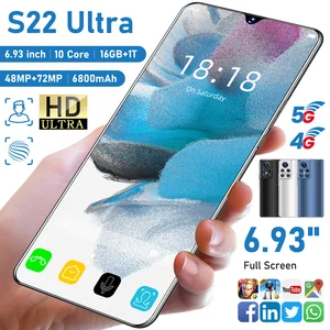 global version s22 ultra smartphone 6 93 inch 6800mah 5g 72mp 16gb 1tb unlock celular cellphone android 12 mobile phones free global shipping