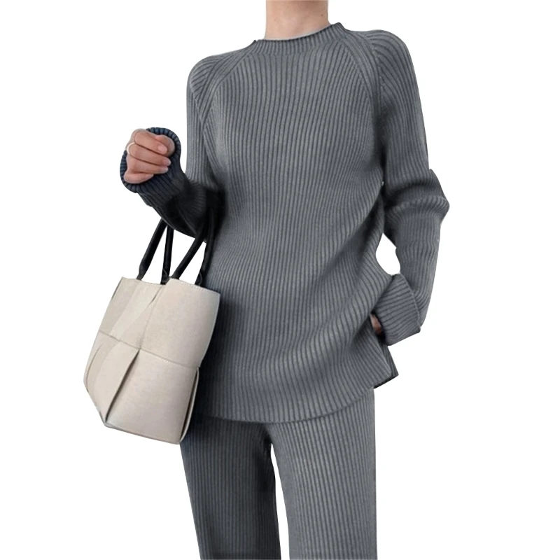 

Women's Two Pieces Outfit Loose Sweatsuit Long Sleeves Sweater Wide Leg Pants Autumn Winter Sweater and Pants Loungewear