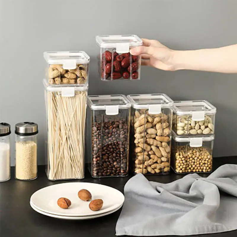 

Wide Mouth Fresh-keeping Box Moisture-proof Stackable Snacks Dried Fruit Storage Jar Visual Sealed Jar Grain Storage Box