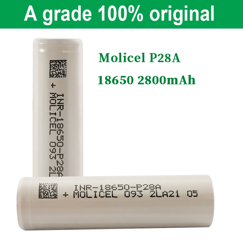 Original Molicel 18650 Lithium Liion Battery 3.6V Molicel P28A 2800mAh 25A INR186500-P28A Rechargeable 18650 Flashlight Battery