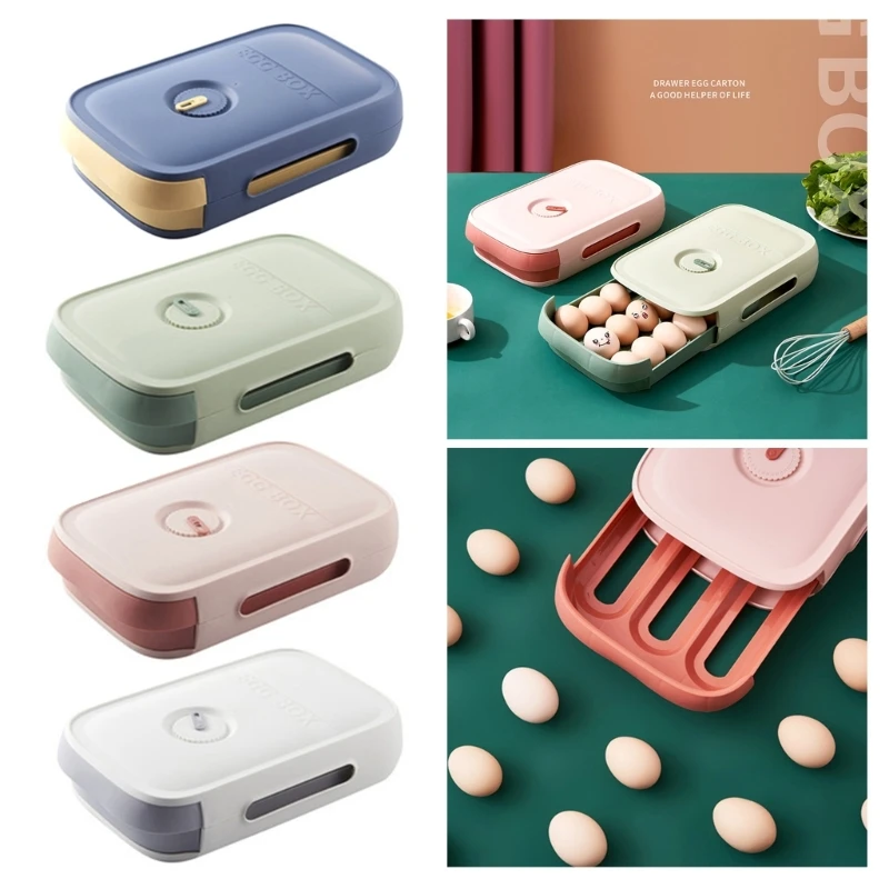 

2pcs Egg Storage Box Drawer Type Vent Moisture Proof Organization Supplies