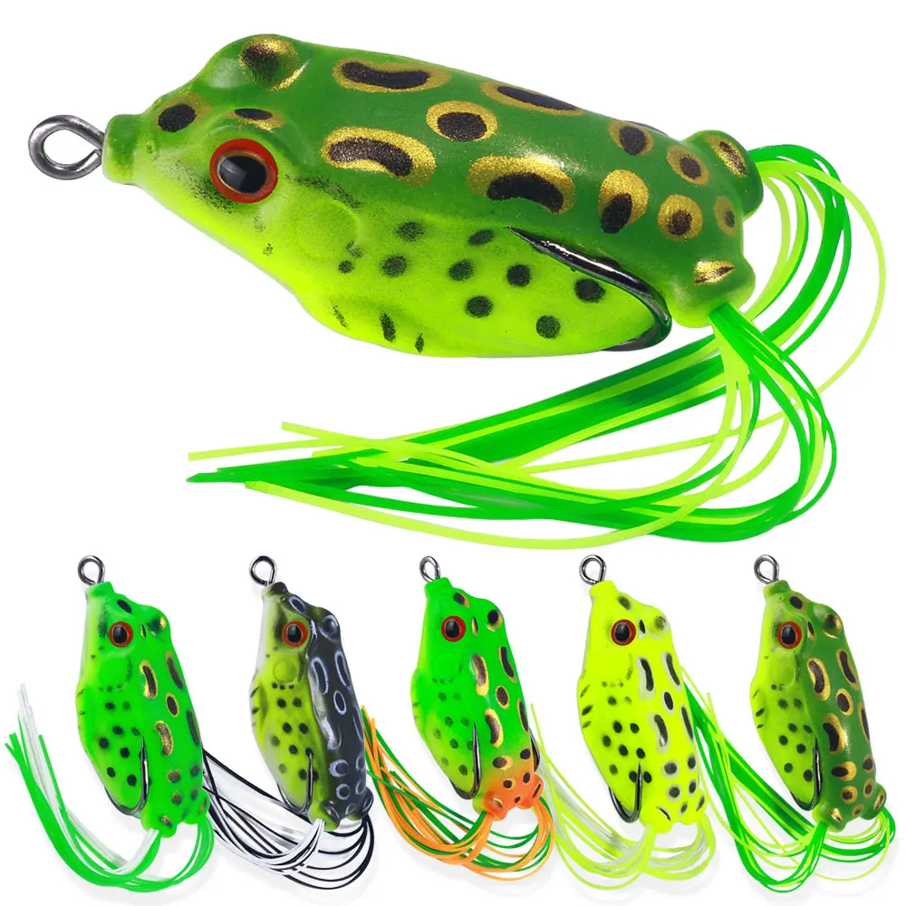 Popper Frog Мягкая приманка, хищник, рыболовные воблеры Topwater, наживка для ловли сома, 4 см, 5 см, 5,8 см, рыболовная снасть