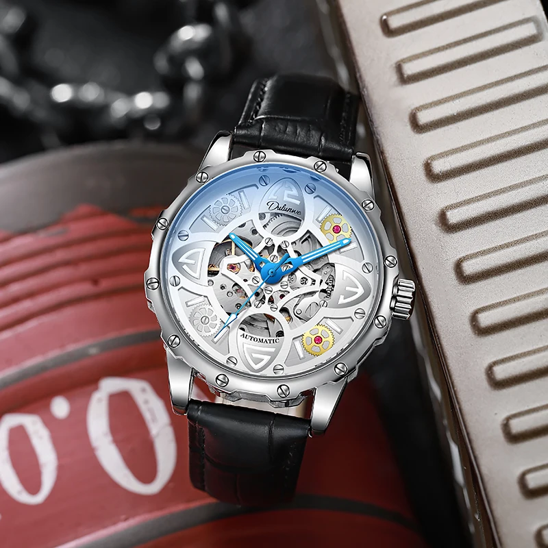 Автоматические механические мужские часы со скелетом модные лучшие брендовые