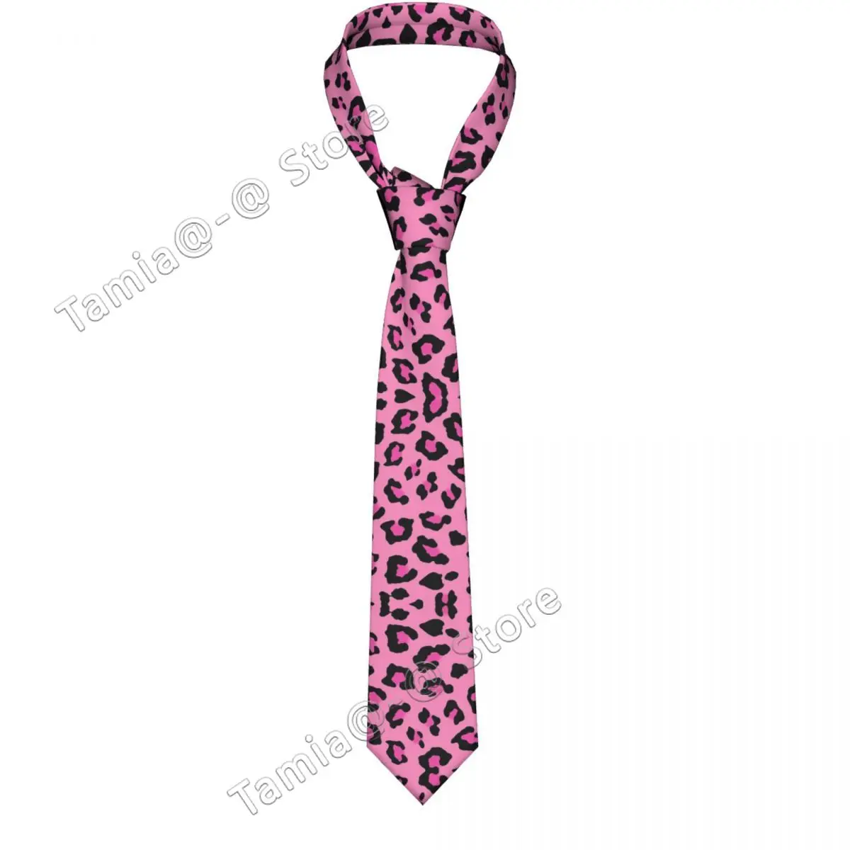 

New Polyester Silk 8cm Tie For Men Pink Leopard Print Neck Animal Slim Mens Necktie Personality Cravate Wedding Accessories Ties