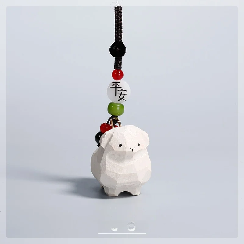 Милый брелок ручной работы с резьбой по дереву в виде ягненка автомобильный