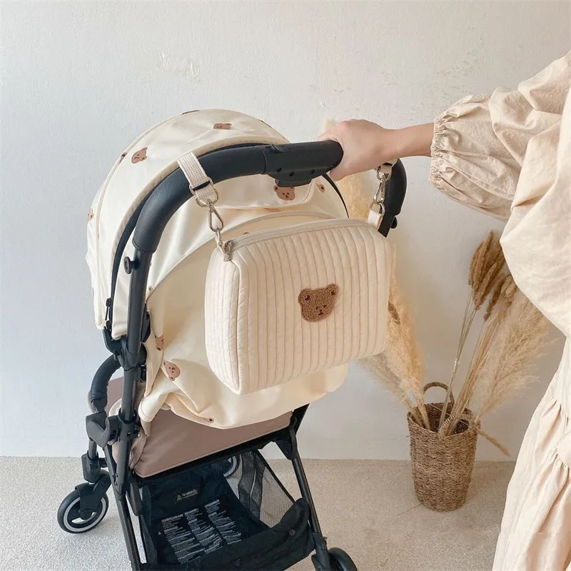 Korea Style Newborn Baby Infant Bag Mummy Tote Bag Embroidery Animals Prints Stroller Diaper Storage Outdoor Large Handbag