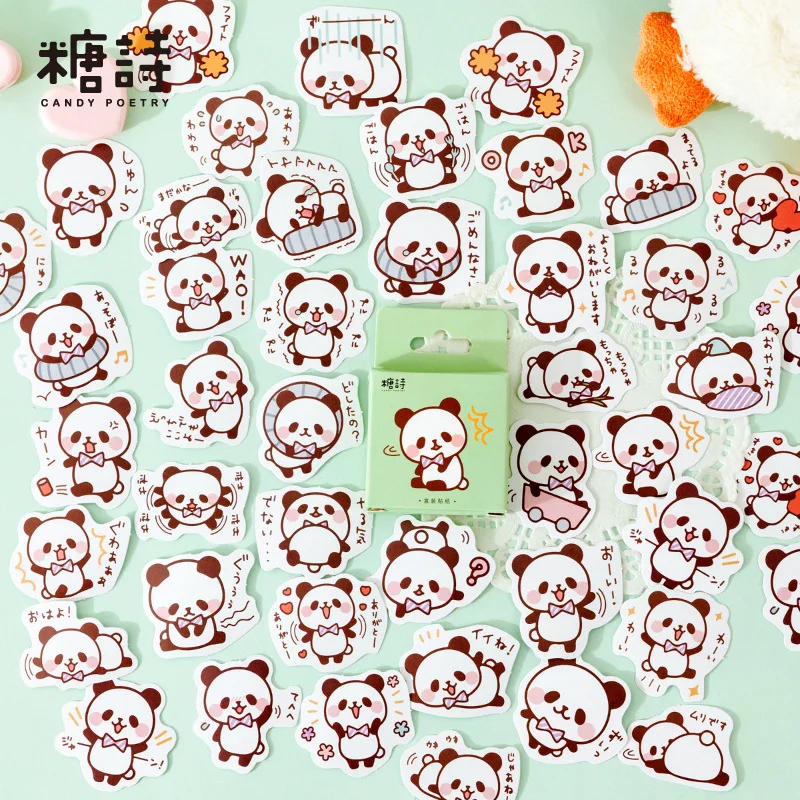 

45pcs kawaii naughty Panda Decorative Boxed Stickers Scrapbooking Label Diary Stationery Album Phone Cup Journal Planner