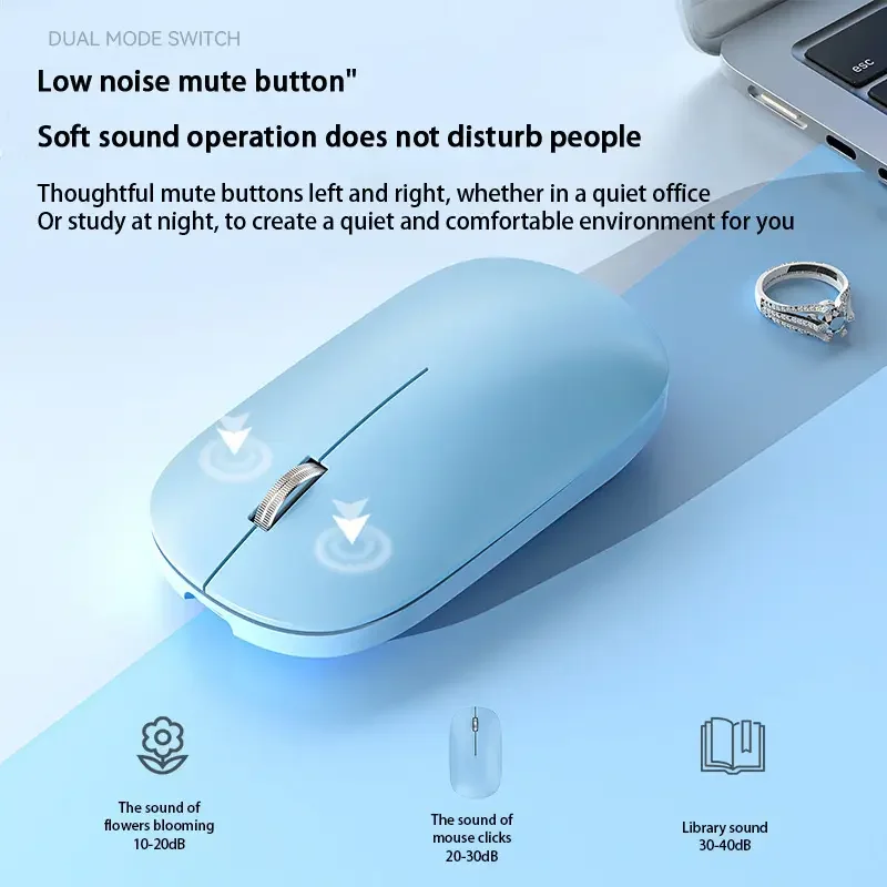 Фото Беспроводная мышь Xiaomi Type-C с зарядкой, бесшумный щелчок, портативный офисный эргономичный ноутбук, универсальный легкий офисный игровой бесшумный №4