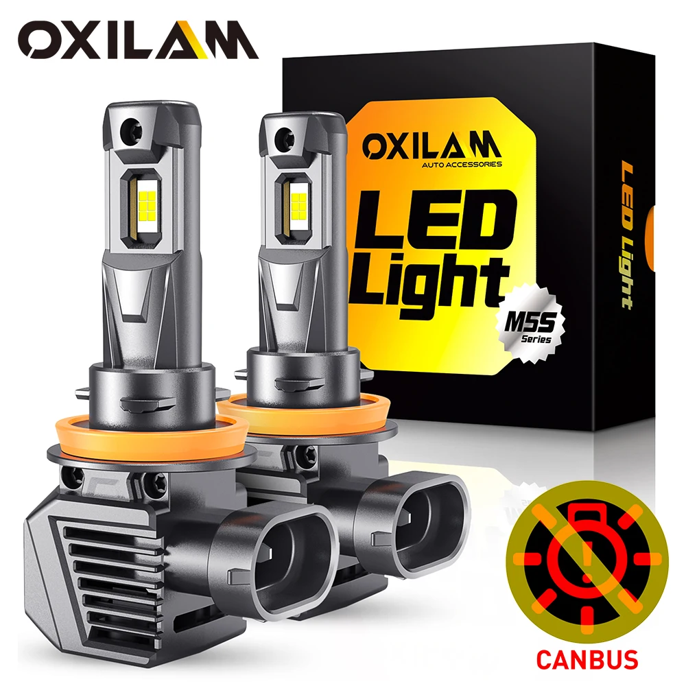 

OXILAM 2Pcs 22000LM H11 H9 H8 Led Headlight Bulbs Canbus 9012 HIR2 9005 HB3 120W Error Free 6500k Turbo Decoder for BMW VW Audi