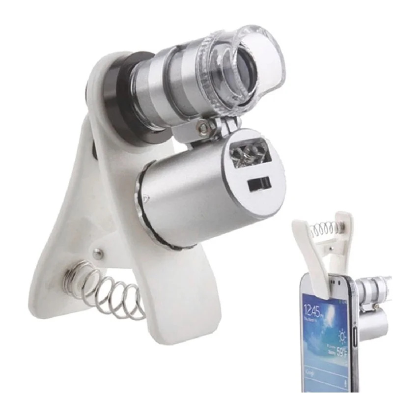 

60X Magnifier For Phone Clip Magnifying Glass for Cell Phone Portable Smartphone Jewelry Loupe Mobile Mini Microscope