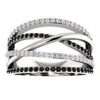 new creative trendy silver plated winding twine rings for women tiny black white cz stone inlay punk fashion jewelry party gift