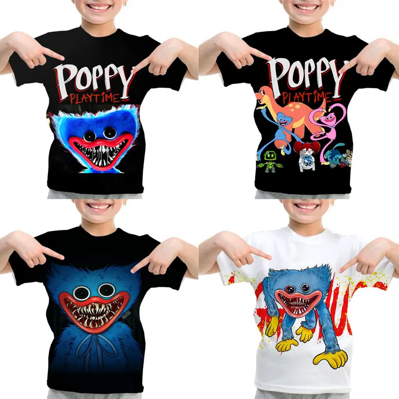 

Poppy Playtime Children's T-shirt Kids Casual Tee Tops Boys Girls Cartoon Game 3D T Shirt Summer Short Sleeve Tshirt Camiseta