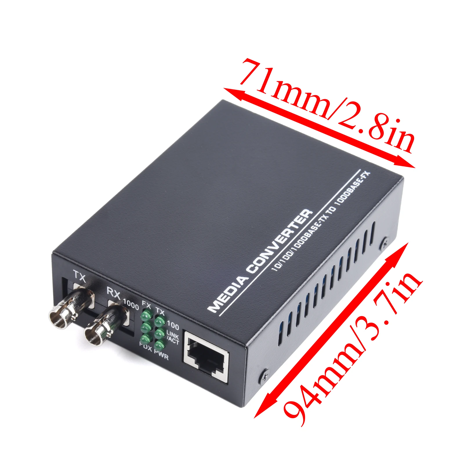 Gigabit Fiber Optical Media Converter Switch 100/1000M Single Mode Multimode UPC/APC 2 ST-Port to 1 RJ45 Fiber Transceiver Kit
