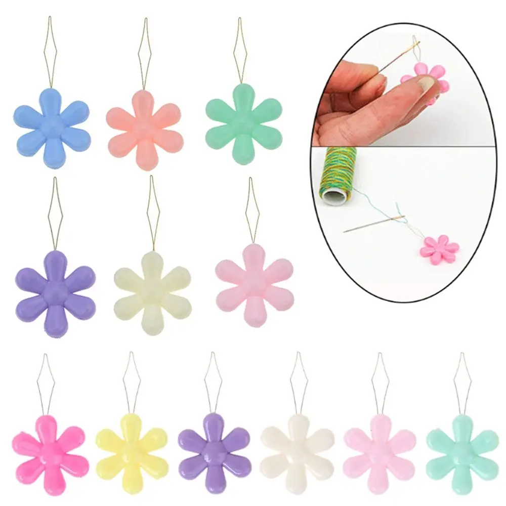 10pcs/lot Random Color Elderly Easy Sewing Needle Device Threader Thread Guide Tool Garment Sewing Needlework Flower Shape