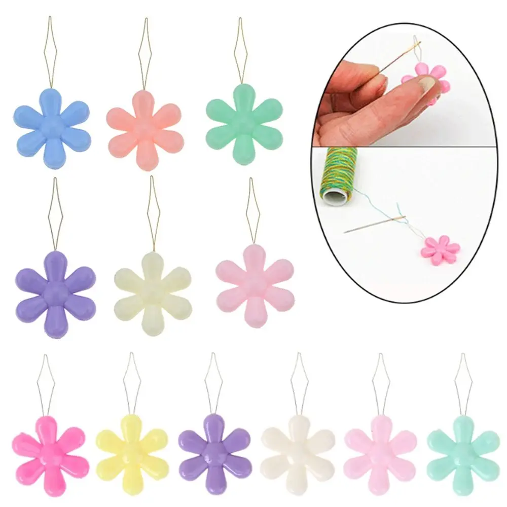 

10pcs/lot Random Color Elderly Easy Sewing Needle Device Threader Thread Guide Tool Garment Sewing Needlework Flower Shape