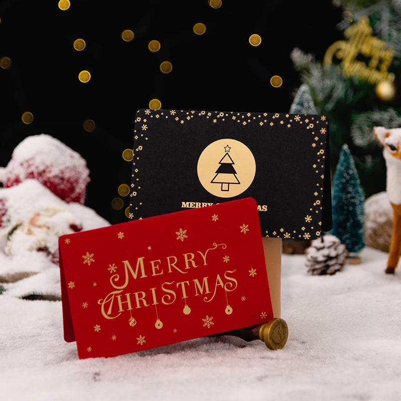 

3 Sets Of Business Bronzing Greeting Card Christmas DIY Small Card Christmas Party Invitation Holiday Blessing Merry Christmas