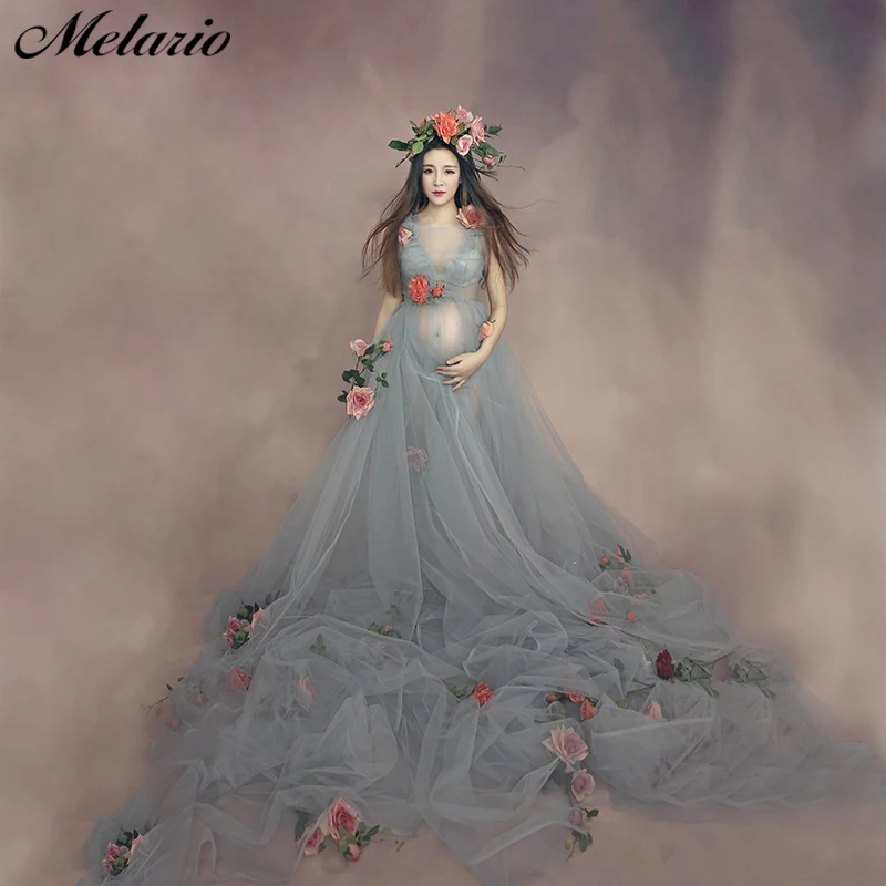 

Merlario Maternity Dress 2022 Fashion Maternity Dress Photo Shoot Three Quarter Dress Round neck Bohemian Style Party Dresses