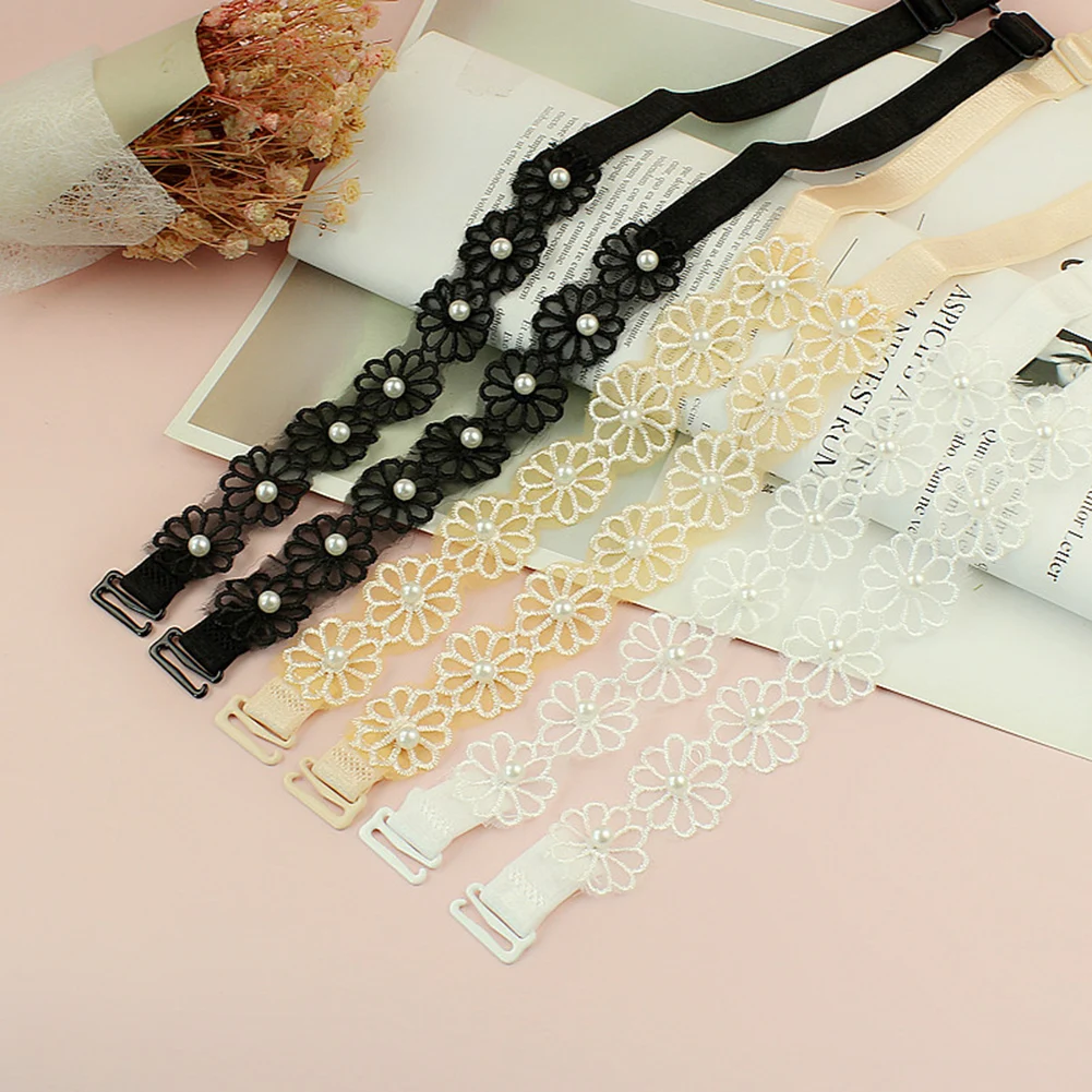 

Shoulder Straps Pearl Flower Butterfly Underwear Straps Lace Straps Shoulder Girdle Non-Slip Straps Bra Straps Underwear Straps