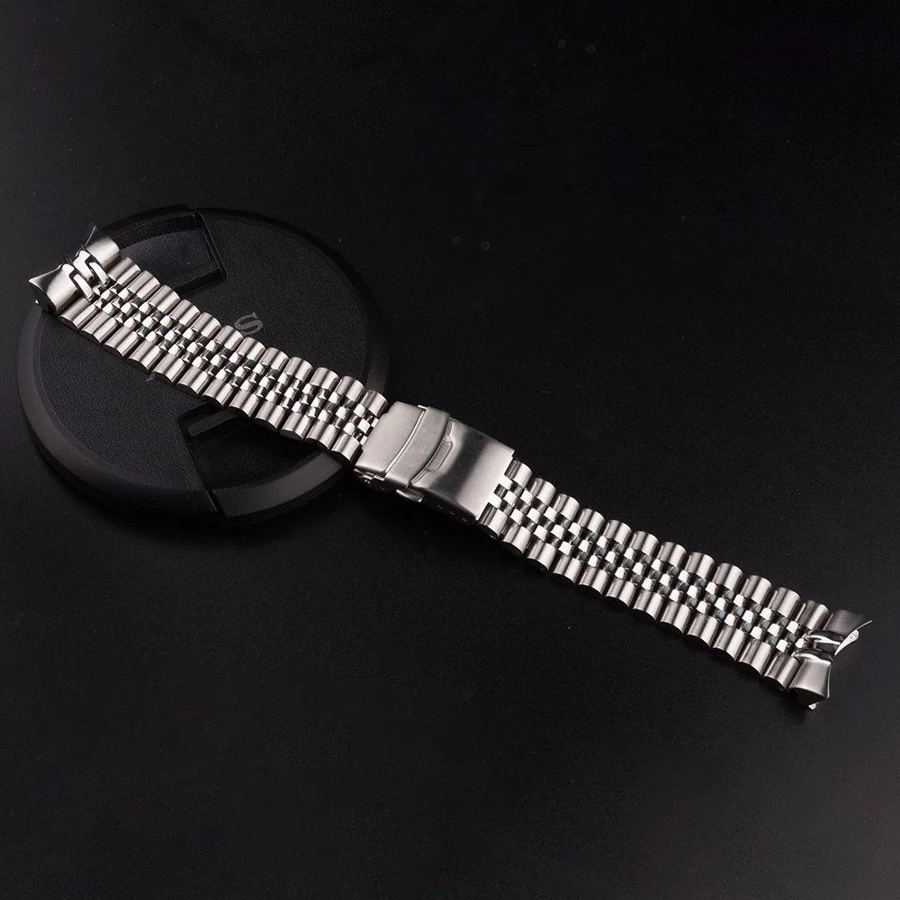 Браслет для часов Rolamy из нержавеющей стали 316L, 22 мм, серебристый юбилейный браслет, серебристые браслеты, твердый изогнутый конец для Seiko 5 ... от AliExpress RU&CIS NEW