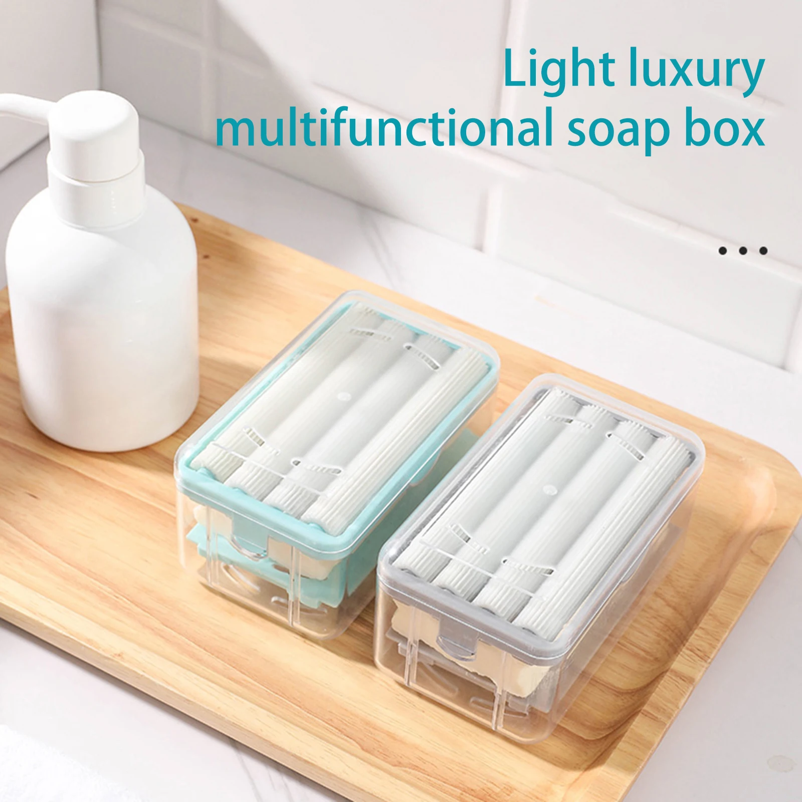 

Bathroom Soap Box With Sponge Rollers Hand Rub-free Soap Stand Soap Holder Box Soap Storage Case Container Bathroom Accessory