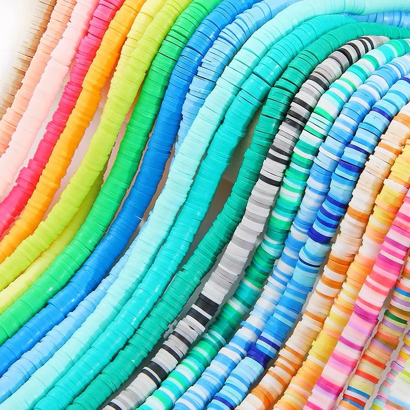 

16Inch About 350-400pcs 6mm Flat Round Polymer Clay Beads Chip Disk Loose Spacer Handmade Beads For DIY Jewelry Making Bracelet