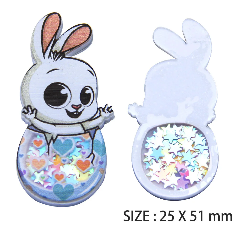 Акриловая фотоаппликация в виде зайчика с блестками 1Yc23894