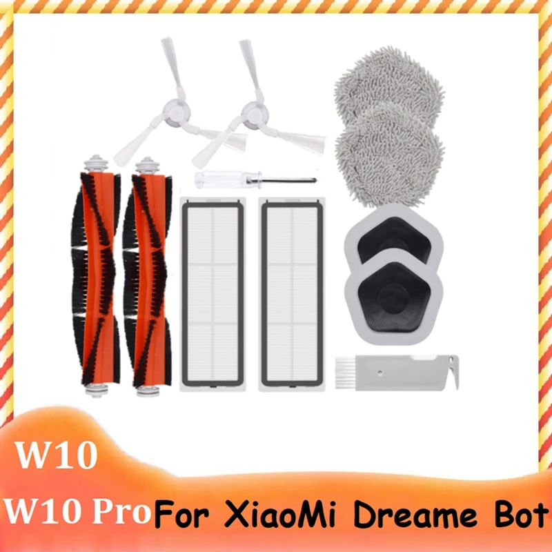 

12Pcs For Xiaomi Dreame Bot W10&W10 Pro Robot Vacuum Cleaner Accessories Main Side Brush HEPA Filter Mop Cloth And Mop Holder B