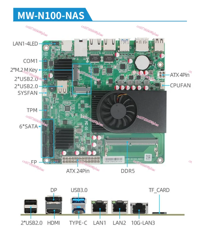 Шестибитная материнская плата NAS N100 10-гигабитная сетевая интерфейсная карта 2 5G/1