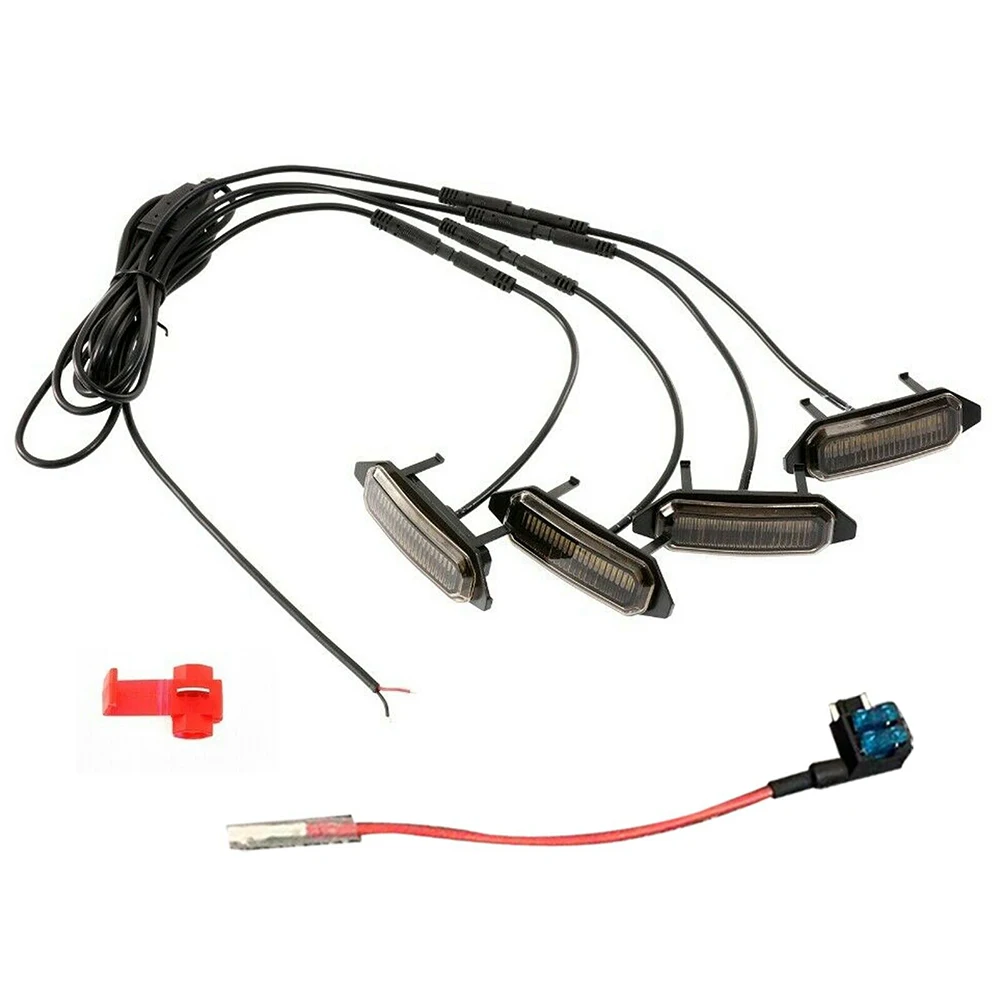 

4pcs Car Front Grille Lights Harness Cable Kit For Toyota RAV4 2019-2022 Front Grill Lights Smoke Lens Amber Lights