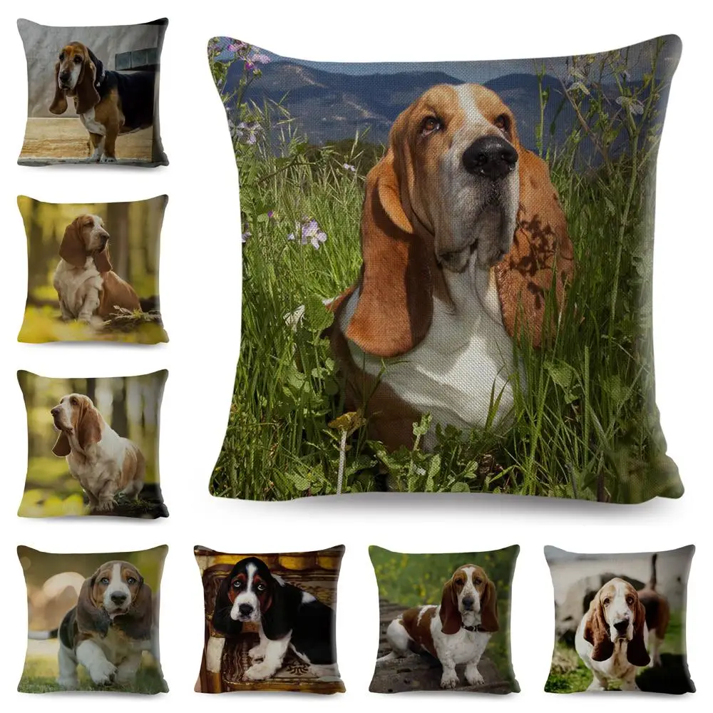 

Basset Hound Dog Animal Luxury Body Throw Pillow Case Cushion Cover Home Living Room Decorative Pillows For Sofa Bed Car 45*45