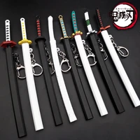 demon slayer 17cm katana sword arms sunwheel knife tanjirou zinc alloy keychain anime prop weapon model ninja kids toys boy gift