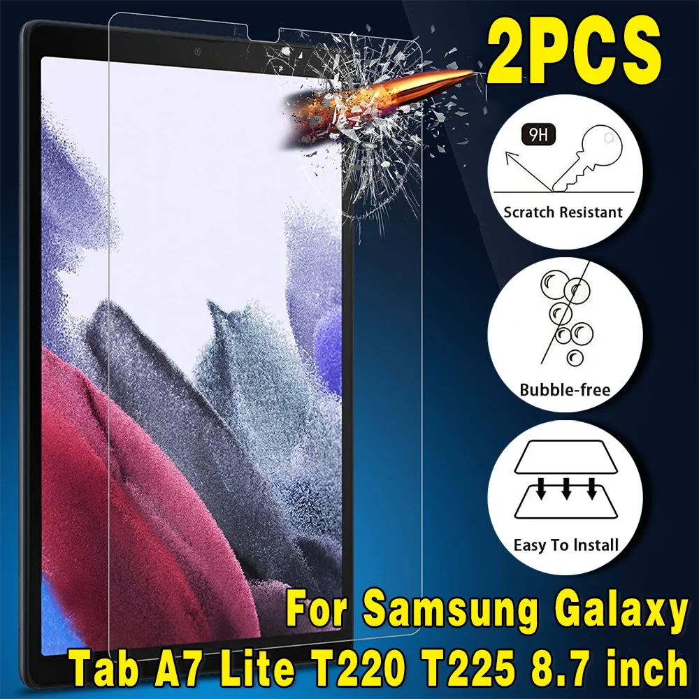 

2Pcs Tempered Glass for Samsung Galaxy Tab A7 Lite T220 T225 8.7" 9H Anti-fingerprint Full Film Tablet Cover Screen Protector