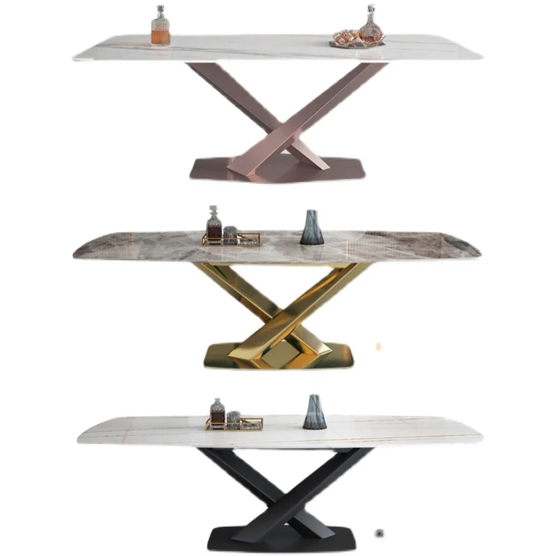 

Стол и стул комбинированные итальянские простые современные Бытовые Из Нержавеющей Стали Прямоугольная светильник экстравагантная камен...